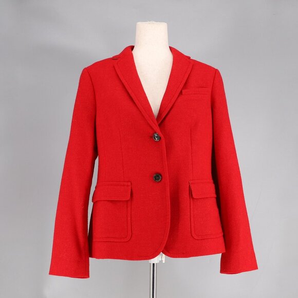 TALBOTS Shetland Wool Blend Blazer Red Pop Size 10 - Picture 1 of 9